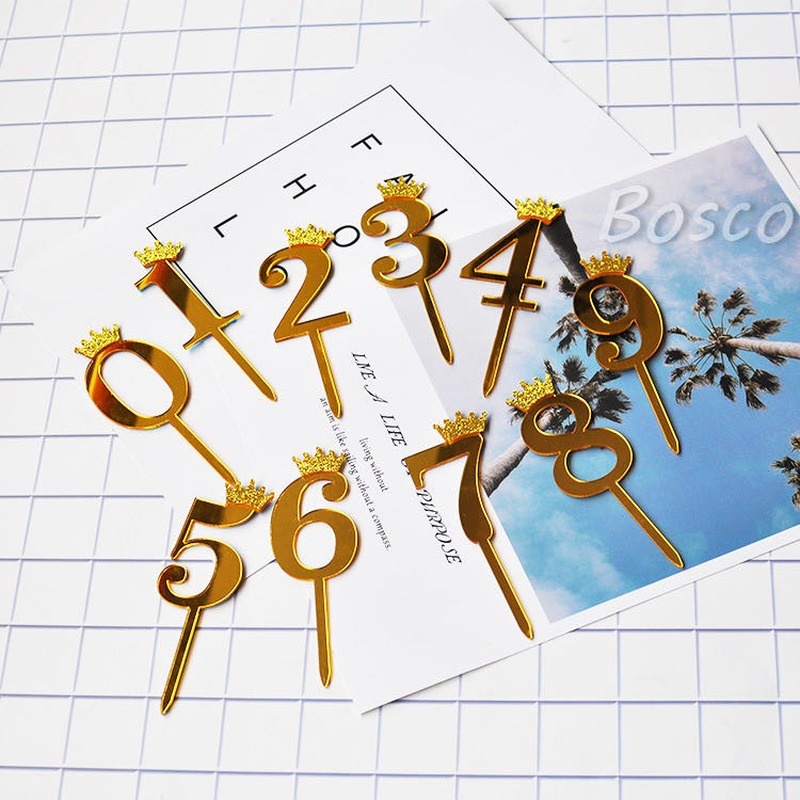 1 Chiếc Vương Miện 0-9 Chữ Số Bằng Acrylic Trang Trí Bánh Sinh Nhật Tiệc Cưới Sinh Nhật
