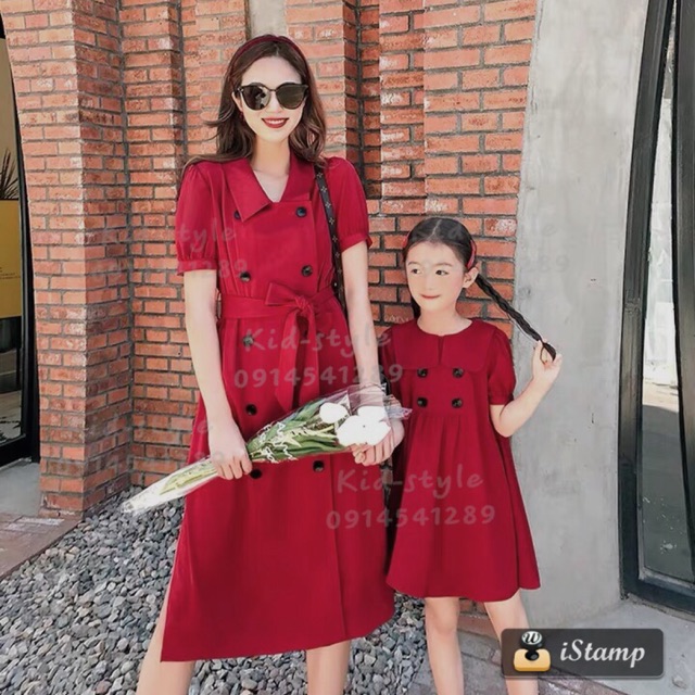 2019 (sẵn) Váy đôi đỏ cho mẹ và bé