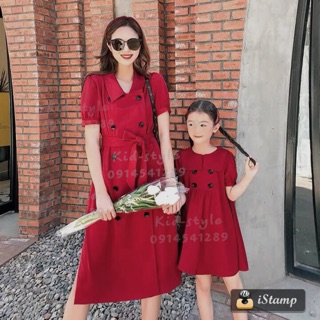 2019 (sẵn) Váy đôi đỏ cho mẹ và bé