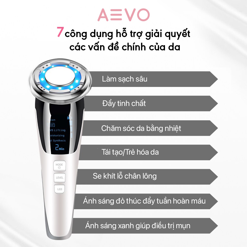 Máy chăm sóc da AEVO Hot & Cool 7 in 1 giúp chống lão hóa, mụn đầu đen, se khít lỗ chân lông, nâng cơ khoá ẩm
