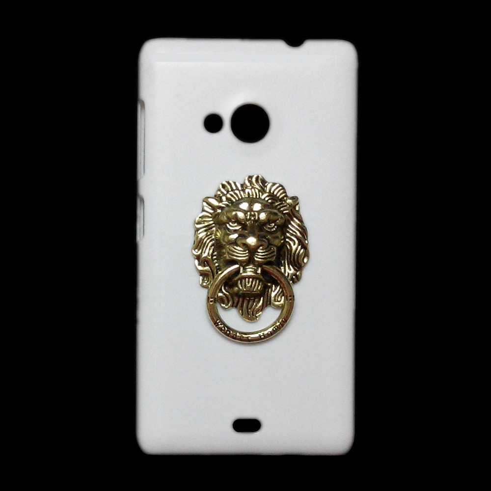 Case for Nokia Lumia 430 530 535 540 550 610 620 640 XL 650 710 730 735 820 830 920 925 929 930 950 1320 3D Metal Bronze Lion Head Finger Ring Stand Holder Back Hard Phone Cover