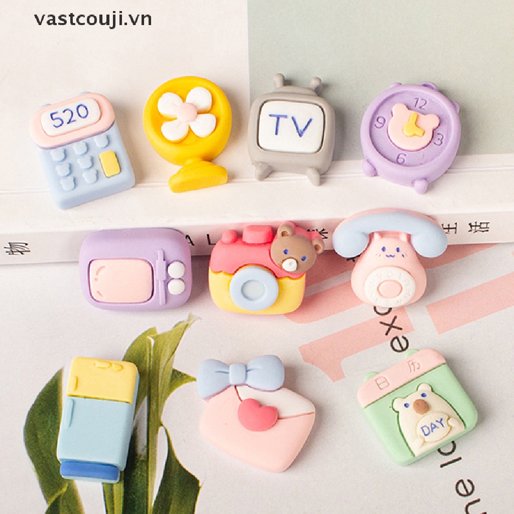 Set 10 Phụ Kiện Trang Trí Tủ Lạnh / Máy Ảnh DIY Hình TV Hoạt Hình Mini Bằng Resin Dễ Thương