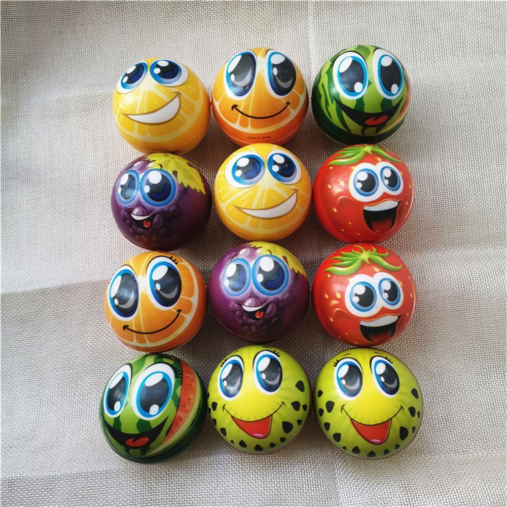 Bộ 12 Quả Bóng Ép Trái Cây Màu Ngà 6.3cm|Đồ Chơi Bóng Da PU Mềm Cầm Tay Chống Áp Lực Hình Mặt Cười Dễ Thương