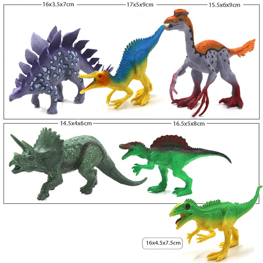 Đồ chơi 6 mô hình Khủng Long kỉ Jura World (Size lớn 6x17 cm) New4all Dinosaur nhựa PVC an toàn cho bé 3 tuổi