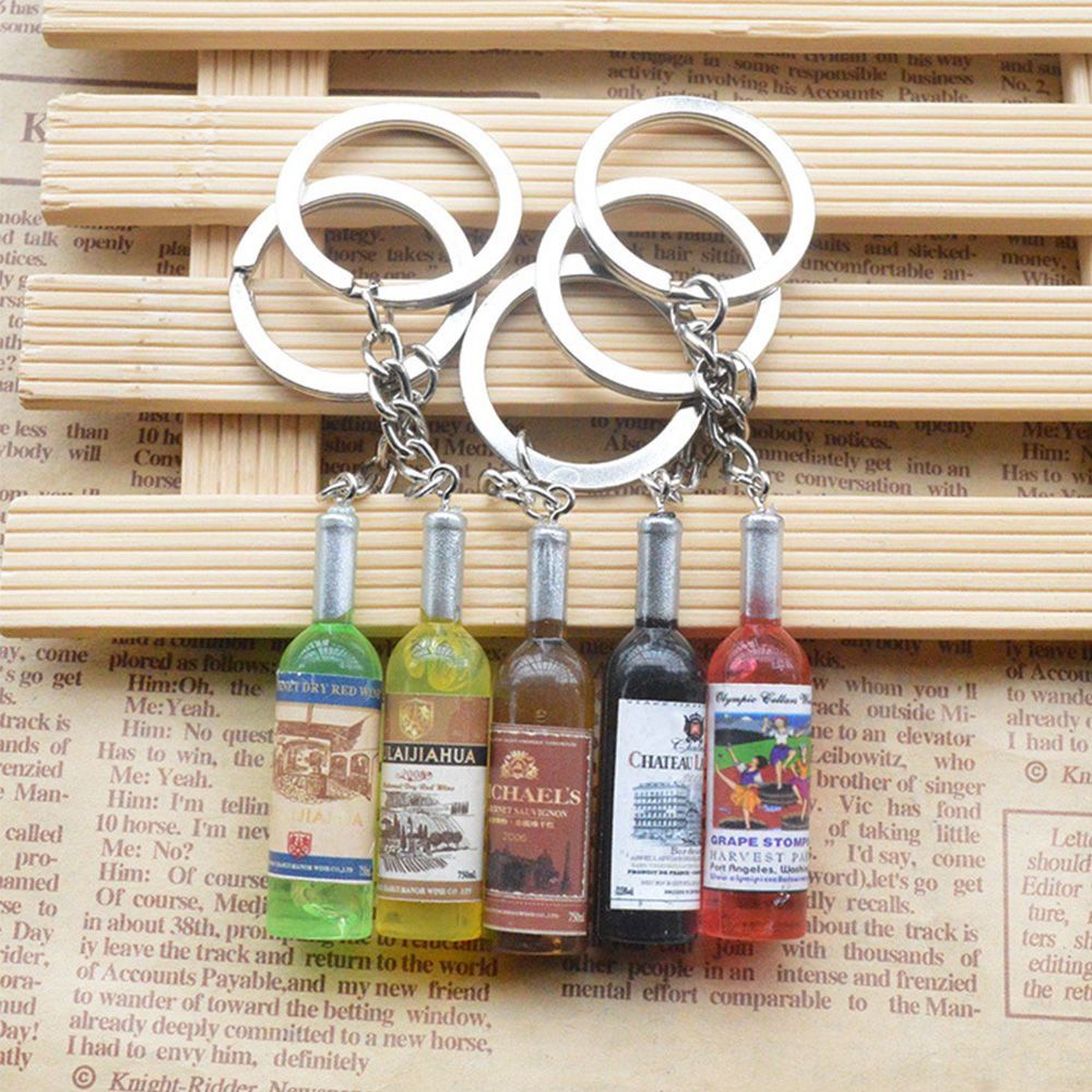 Móc Khóa Hợp Kim Gắn Điện Thoại Di Động Hình Chai Rượu Vang Nhiều Màu