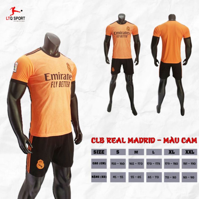 Bộ quần áo thun lạnh thái CLB REAL MADRID- Màu cam