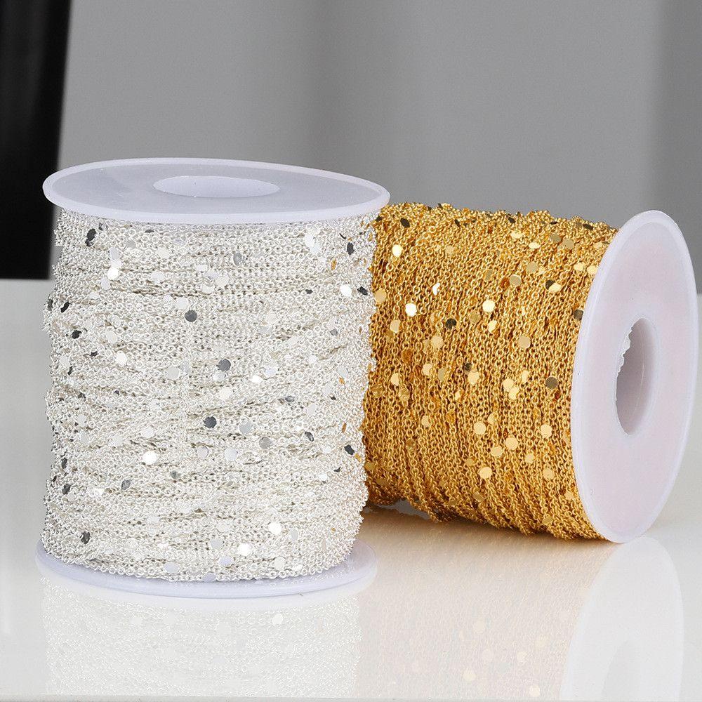 Vòng cổ Sợi Xích Kim Loại Đính Kim Sa 2M|Vòng cổ Đồng Đính Kim Sa Lấp Lánh 1.5mm