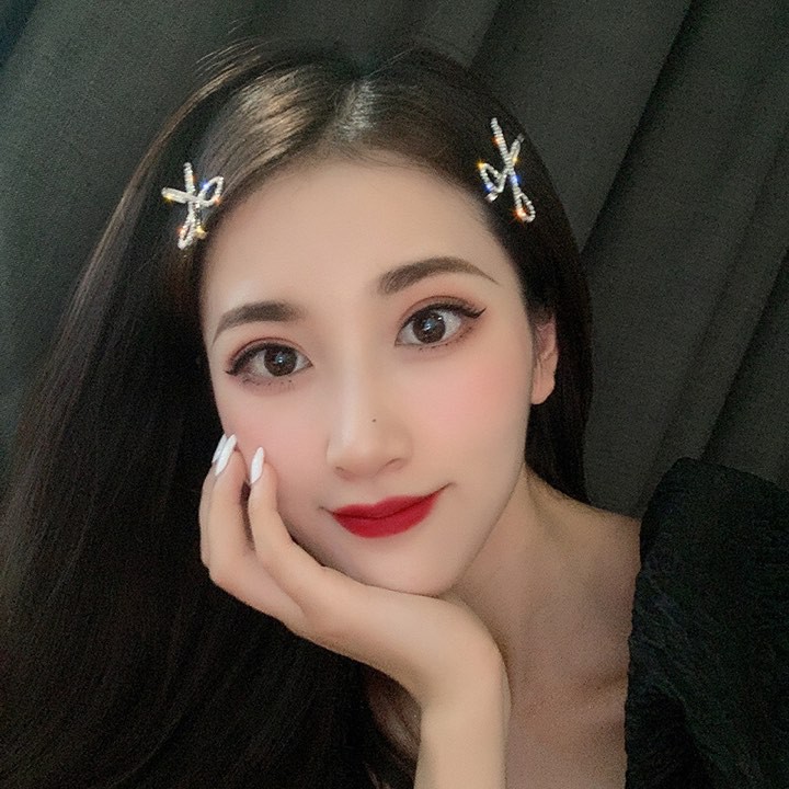 Kẹp Tóc Đính Đá Hình Cây Kéo _phong cách quý cô