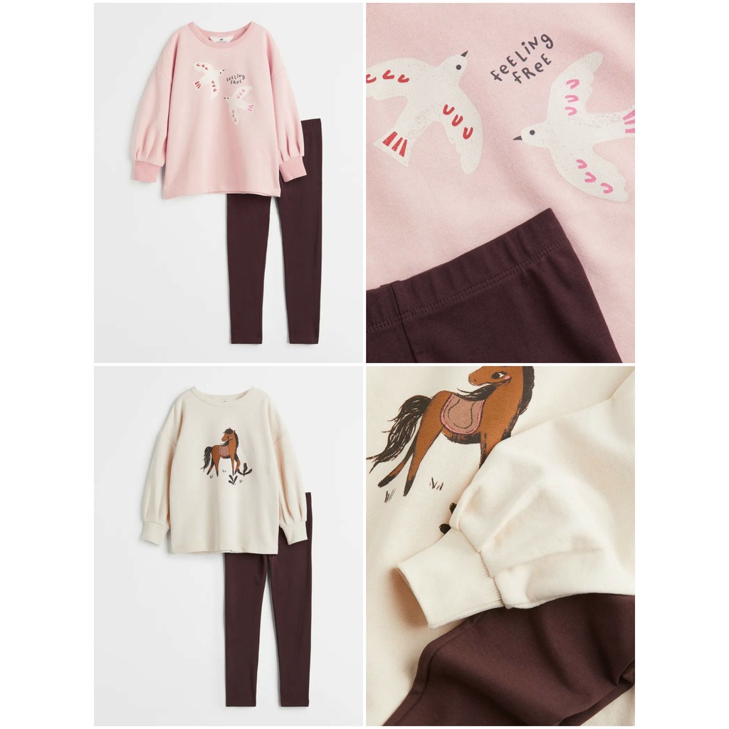 Set quần áo hồng bird ngựa HM H&M_hàng chính hãng authentic