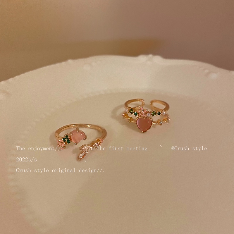 Nhẫn Hở Mạ Bạc Đính Đá Zircon Hình Trái Tim Thanh Lịch