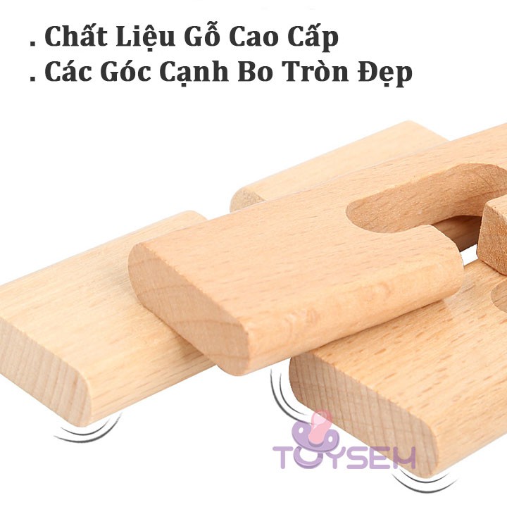 1 Cái Đồ chơi trẻ em giải đố đồ gỗ khóa luban phát triển trí tuệ Toysem - Quà tặng sinh nhật cho bé