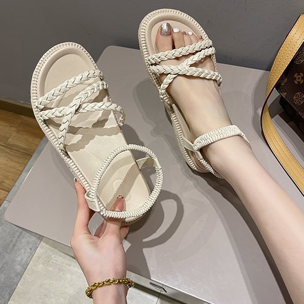 Giày Nữ Ulzzang Vintage, Sandal Quai Đan Đan Chéo Đế PU Cao Cấp Độn 4cm Hàn Quốc, Street Style - Iclassy_shoes