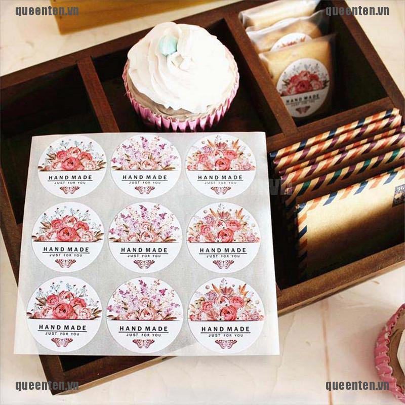 Set 54 nhãn dán in chữ cảm ơn họa tiết hoa dùng trang trí quà đám cưới túi bánh kẹo