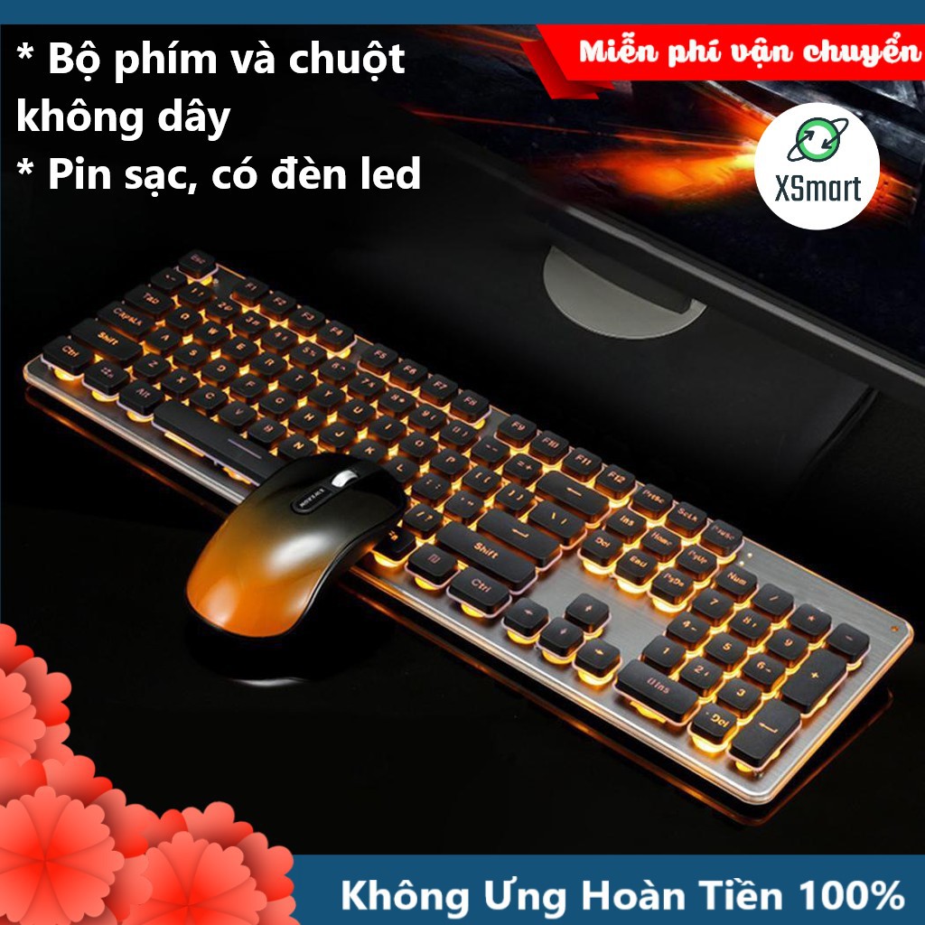 Bộ Bàn Phím Và Chuột Không Dây GLK350 PRO Có Đèn Led Siêu Đẹp, Sử Dụng Pin Sạc Siêu Trâu, Thiết Kế Mới