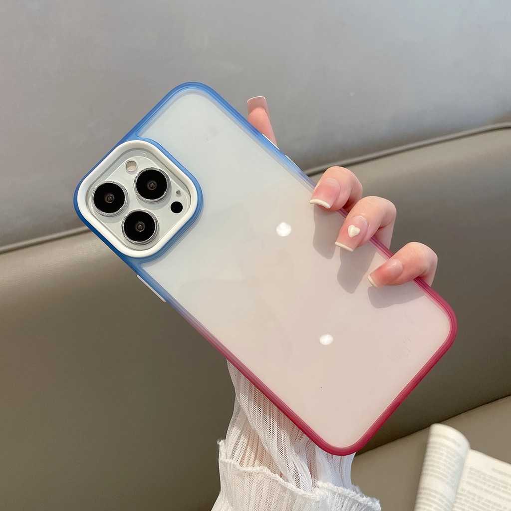 Ốp Điện Thoại Cứng Màu Gradient Trong Suốt Cho IPhone 13 Pro Max 12 11 Pro Max