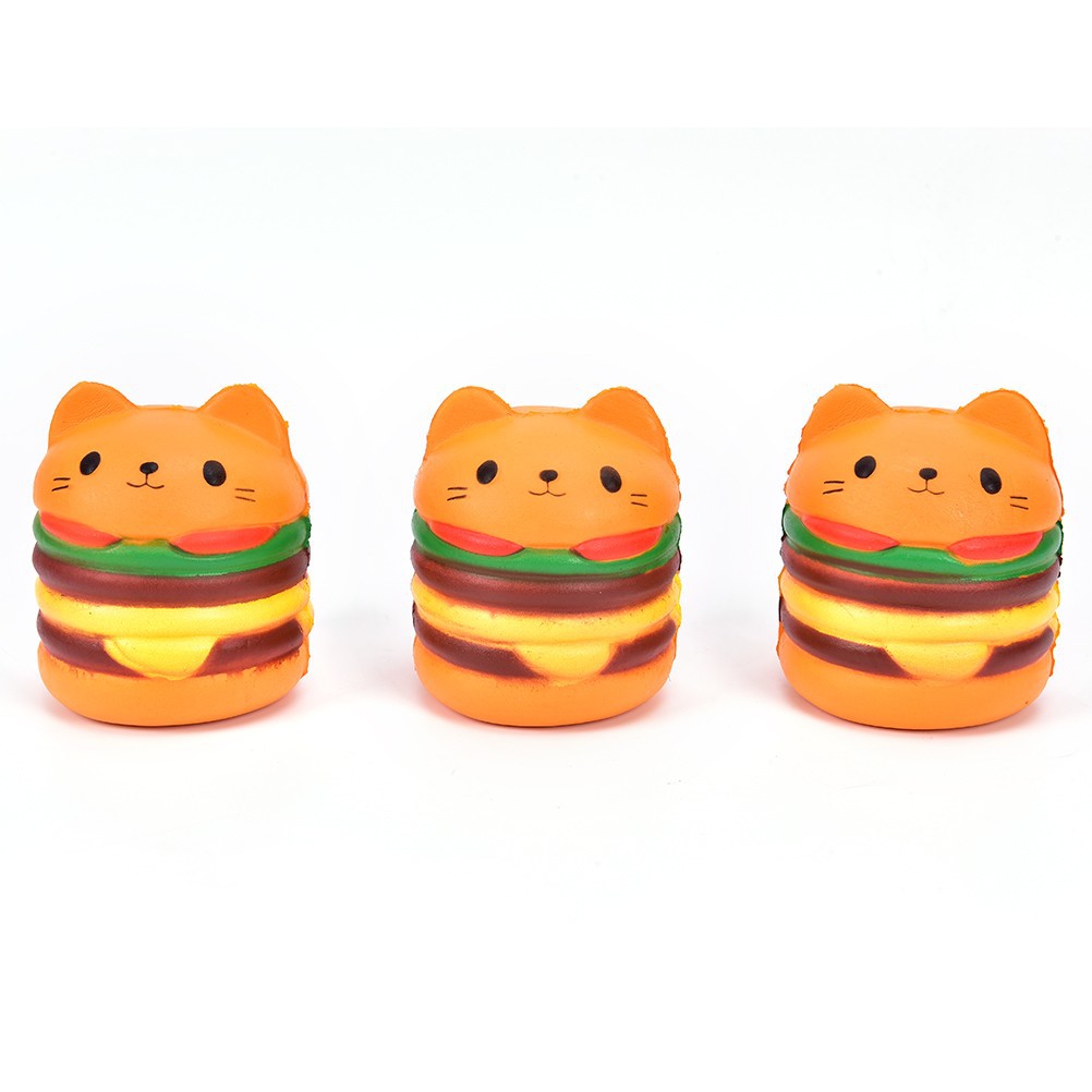 Đồ chơi xốp squishy giảm stress hình bánh hamburger mèo dễ thương cho bé