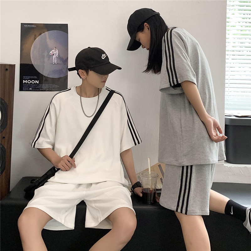 Set Đồ Thể Thao Áo Thun Tay Ngắn + Quần Short Dáng Rộng Phong Cách Nhật Bản Thời Trang Mùa Hè Cho Nam Và Nữ Size S-5XL