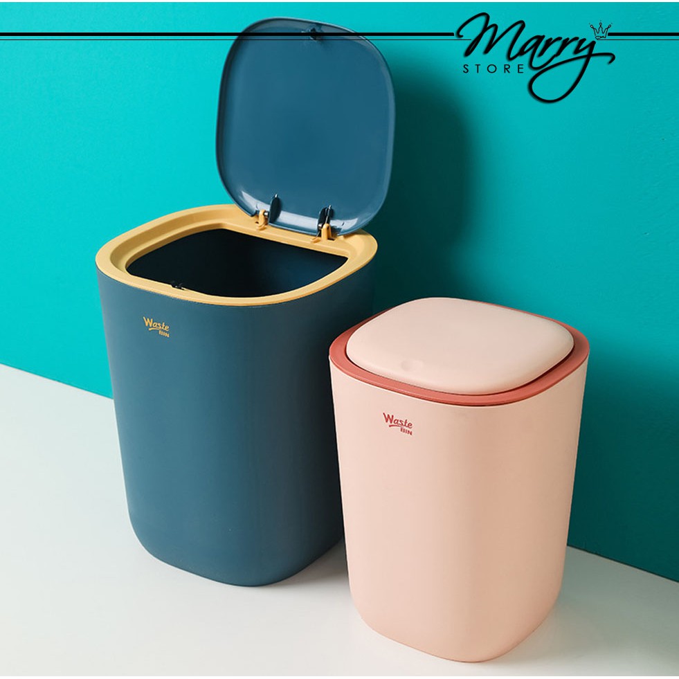 Thùng Rác Nhựa Cao Cấp Chống Thấm Nước Dùng Cho Phòng Bếp, Phòng Ngủ, Văn Phòng Nhỏ Gọn MARRYSTORE