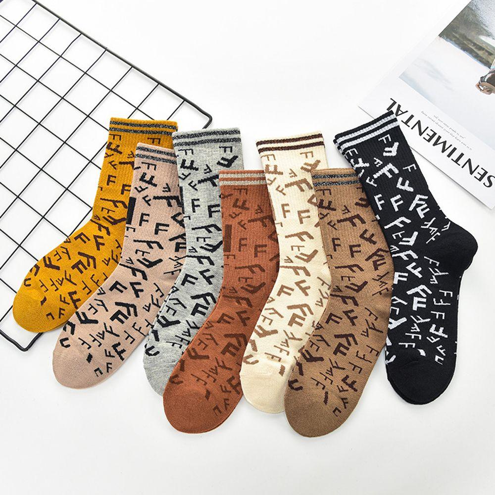 AROMA Tất Cotton Cổ Cao In Chữ Thời Trang Nhật Bản