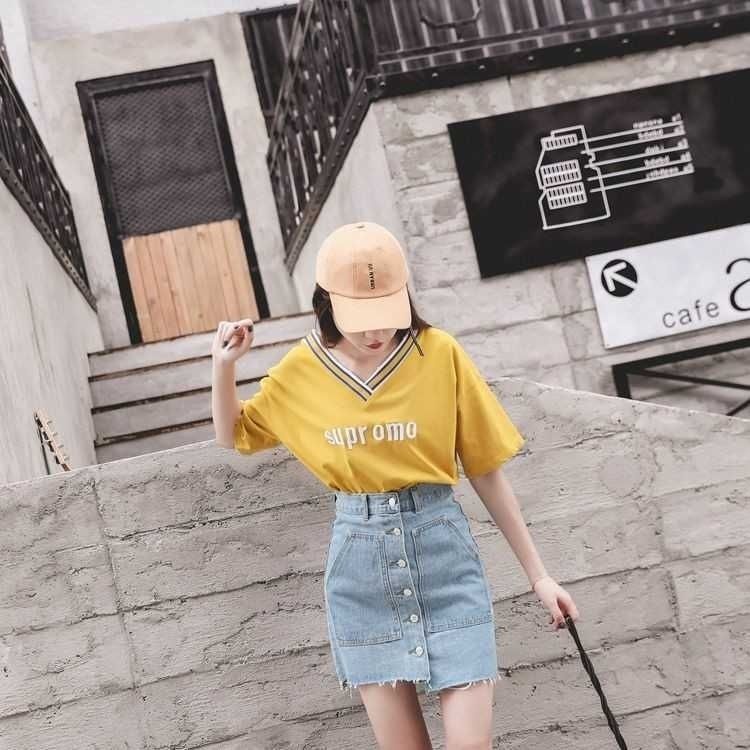 Áo thun nữ dáng rộng tay ngắn thời trang phong cách Hàn Quốc