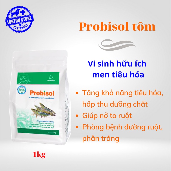 VEMEDIM Probisol tôm, vi sinh vật hữu ích và enzyme tiêu hóa cho tôm, gói 1kg - Lonton store