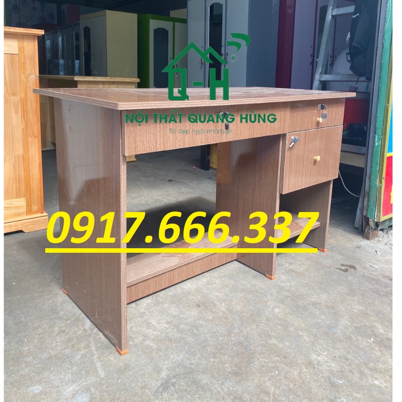 BÀN LÀM VIỆC VÁN ÉP 1M2 MÀU NÂU DÀNH CHO VĂN PHÒNG