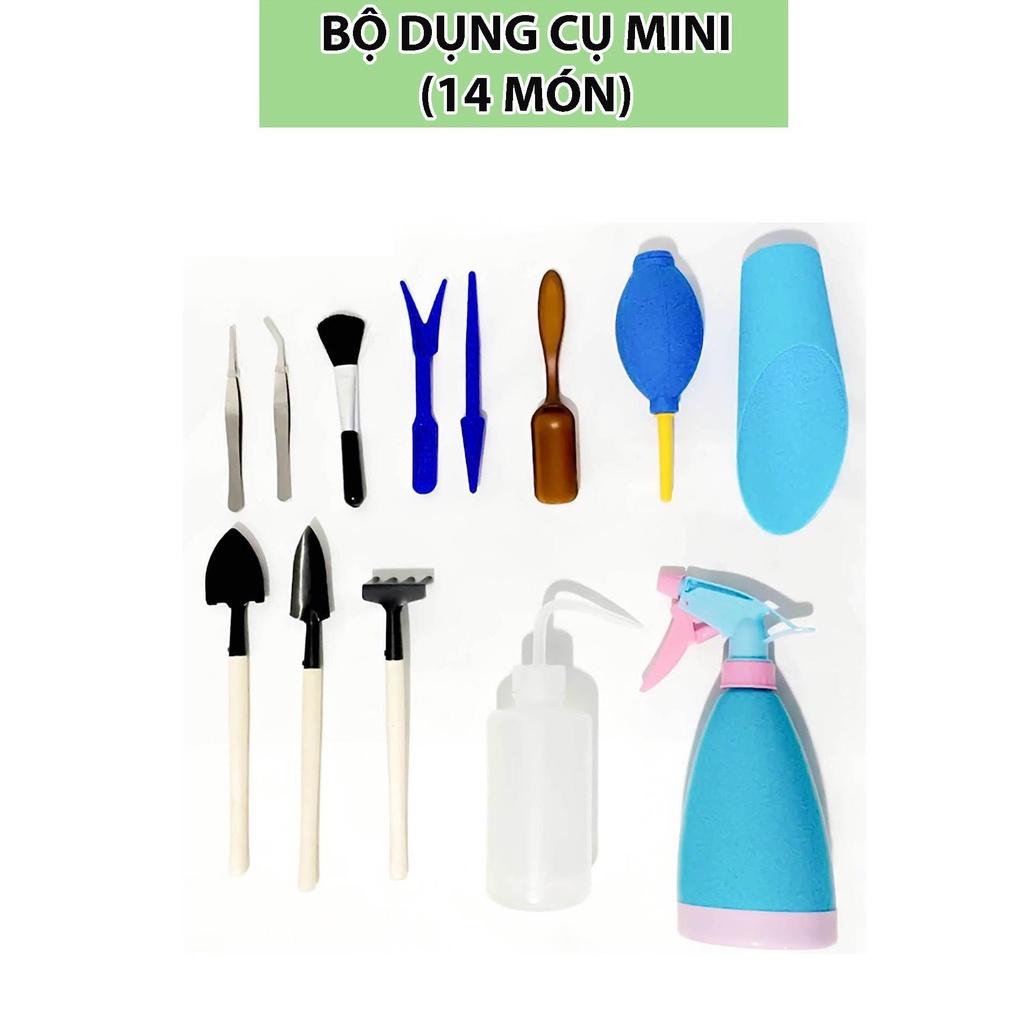 Combo 14 món trồng sen đá TH Garden - Bộ dụng cụ làm vườn mini trồng sen đá - Đáp ứng đầy đủ nhu cầu làm vườn gia đình