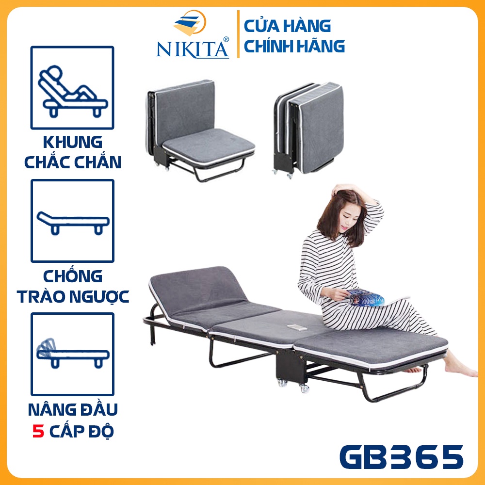 Giường gấp ba khúc NIKITA GB365 rộng 65cm màu XÁM xanh