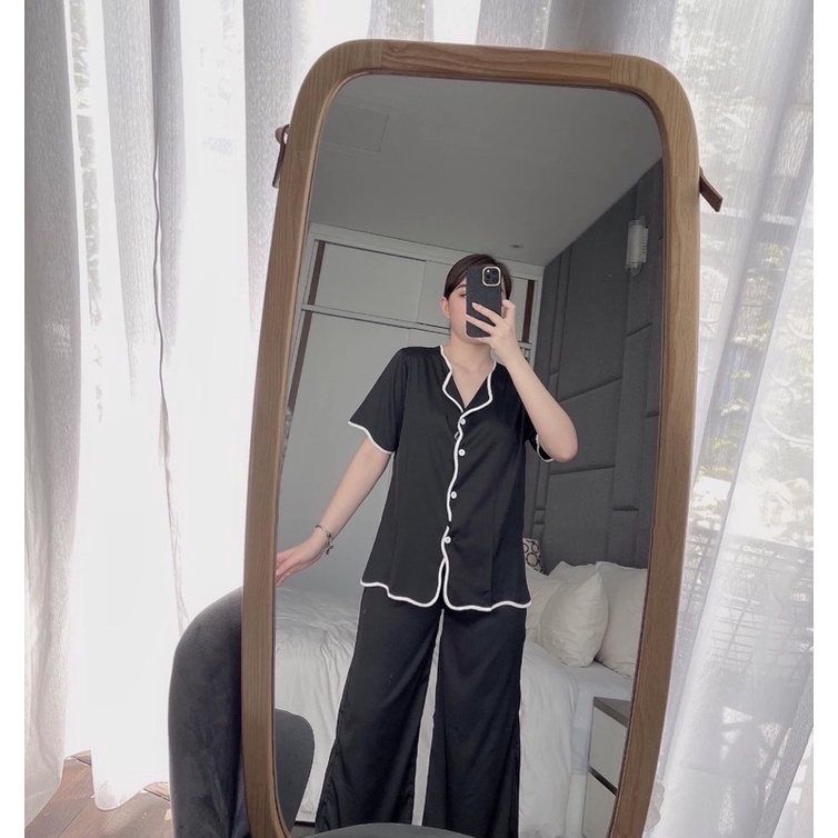 Bộ pijama lụa tay dài quần dài , Bộ đồ ngủ lụa mango cao cấp ,mềm mại không nhăn