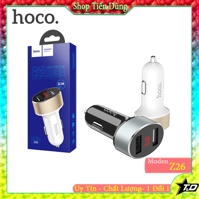 TẨU SẠC HOCO Z26 SẠC NHANH CÓ MÀN HÌNH HIỂN THỊ GỒM 2 CỔNG USB