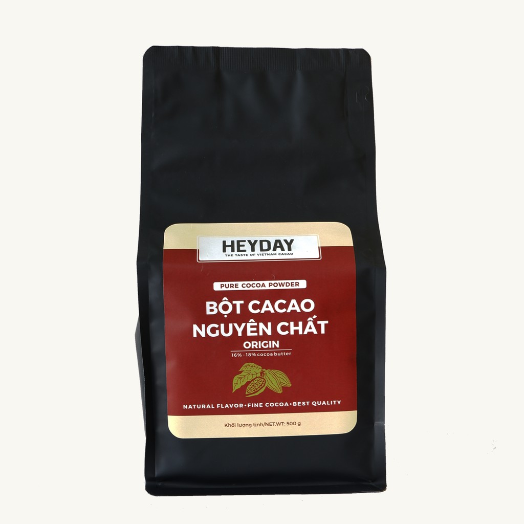 [Thùng 10 túi 500g] Bột cacao nguyên chất Heyday - Dòng Origin thượng hạng