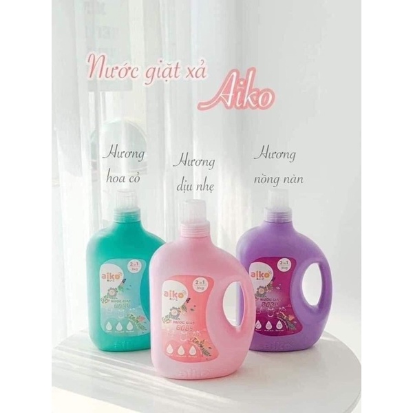 [CHÍNH HÃNG] - Nước giặt Aiko Baby 2 trong 1, can 3000ml an toàn cho bé