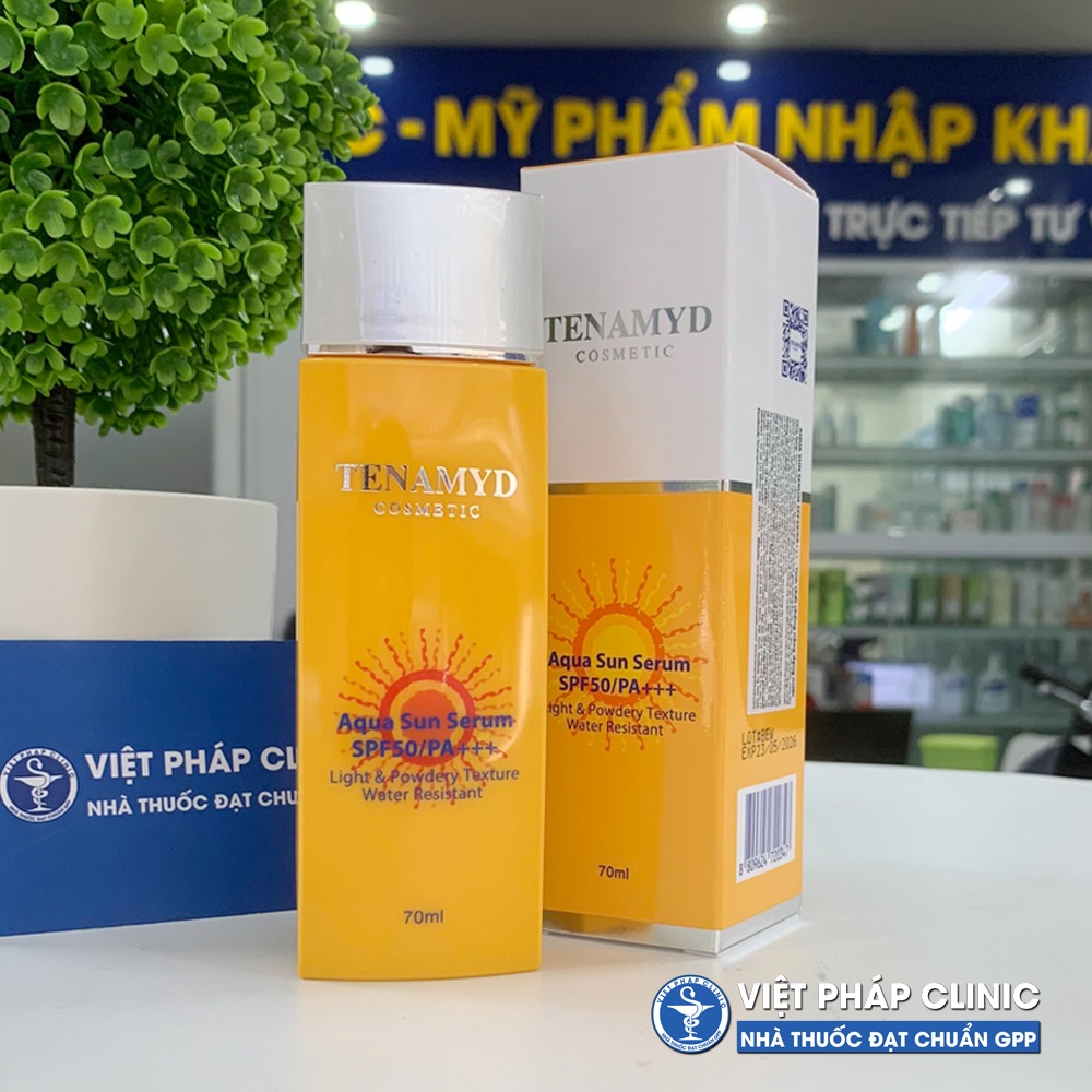 Tinh chất chống nắng dạng nước giúp làm mờ vết thâm, nám Tenamyd Aqua Sun Serum SPF 50/PA+++