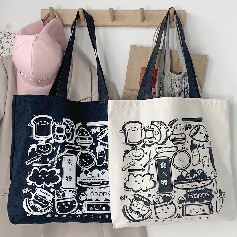 Túi tote vải đeo vai canvas bag giá rẻ đẹp đi học ULZZANG