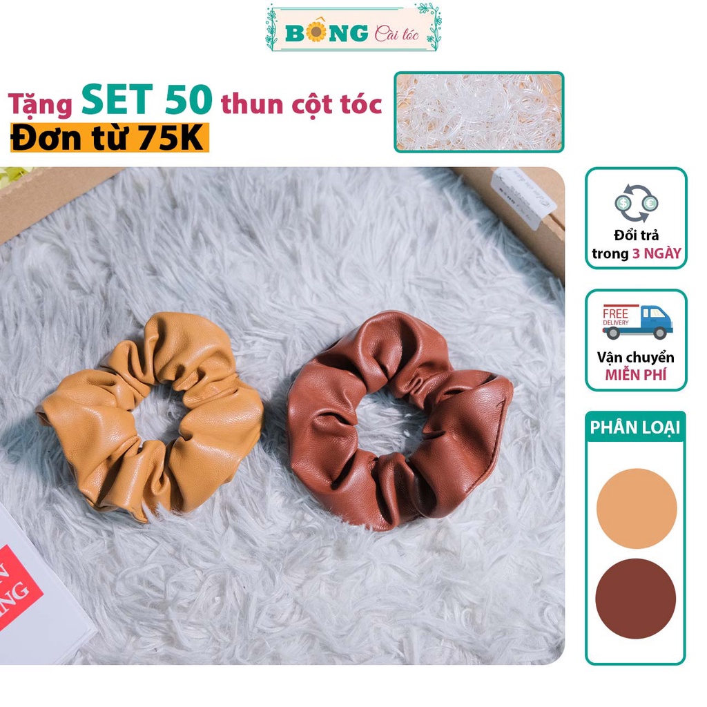 Dây buộc tóc scrunchies chất liệu da đường kính 11cm SR10 - scrunchies BÔNG Cài Tóc