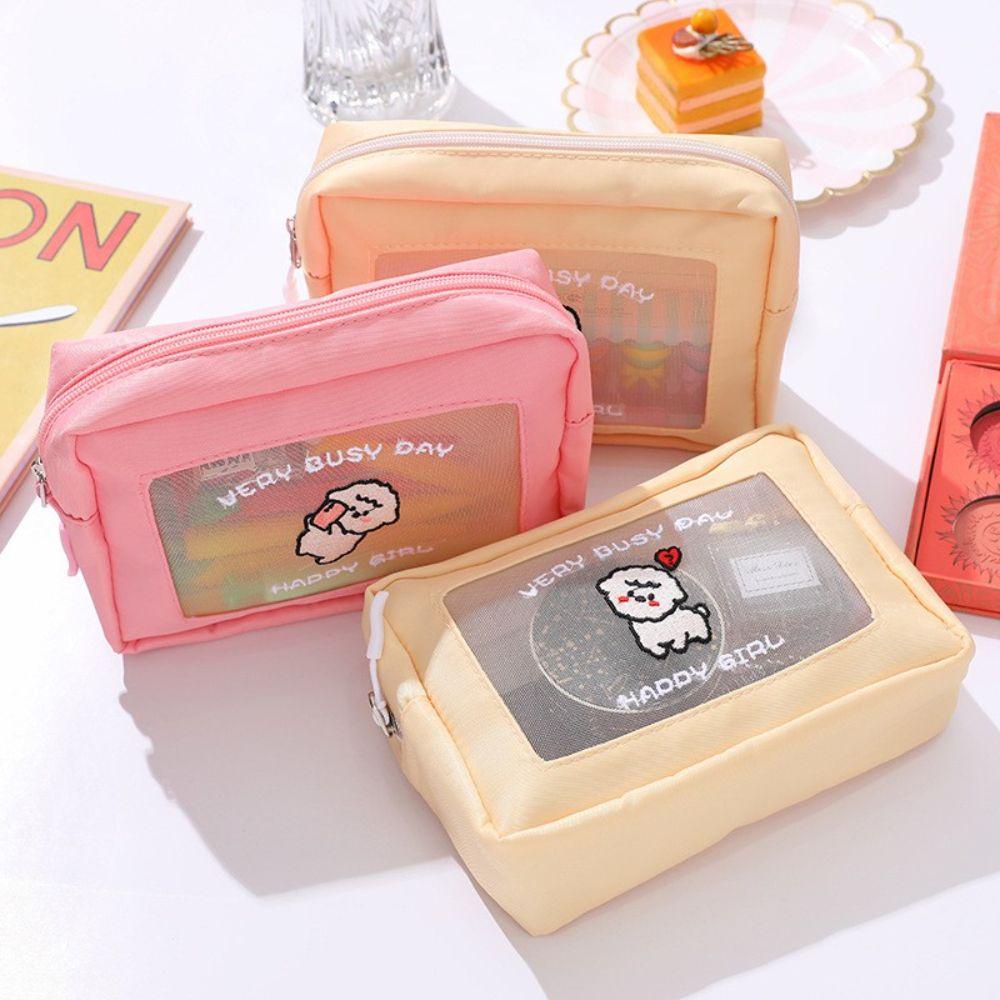 Túi Lưới Đựng Mỹ Phẩm Đa Năng Chống Thấm Nước Có Khóa Kéo Thêu Họa Tiết