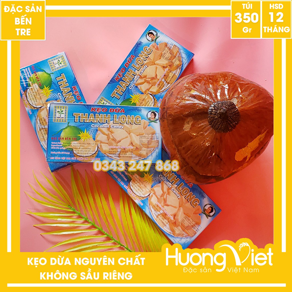 Kẹo dừa nguyên chất nước cốt dừa Thanh Long 350g, vị kẹo dừa truyền thống, kẹo dừa Bến Tre nổi tiếng