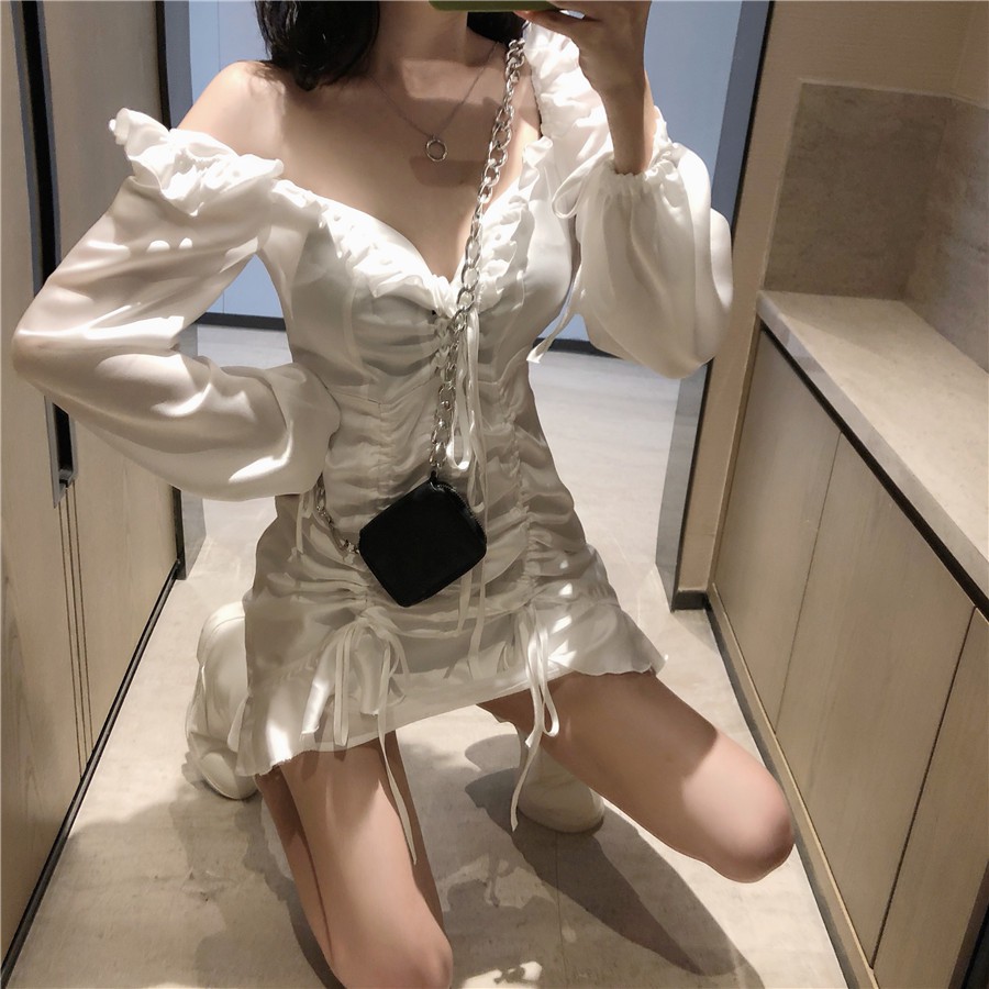 Đầm nữ dáng ôm trễ vai tay dài Emilyshop