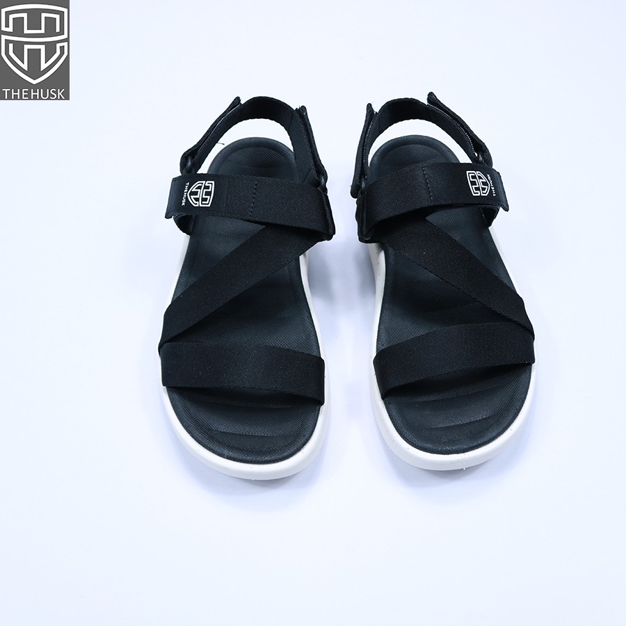 Giày Sandals Unisex HuuCuong &amp; TheHusk Quai Đen Đế Trắng - TH14