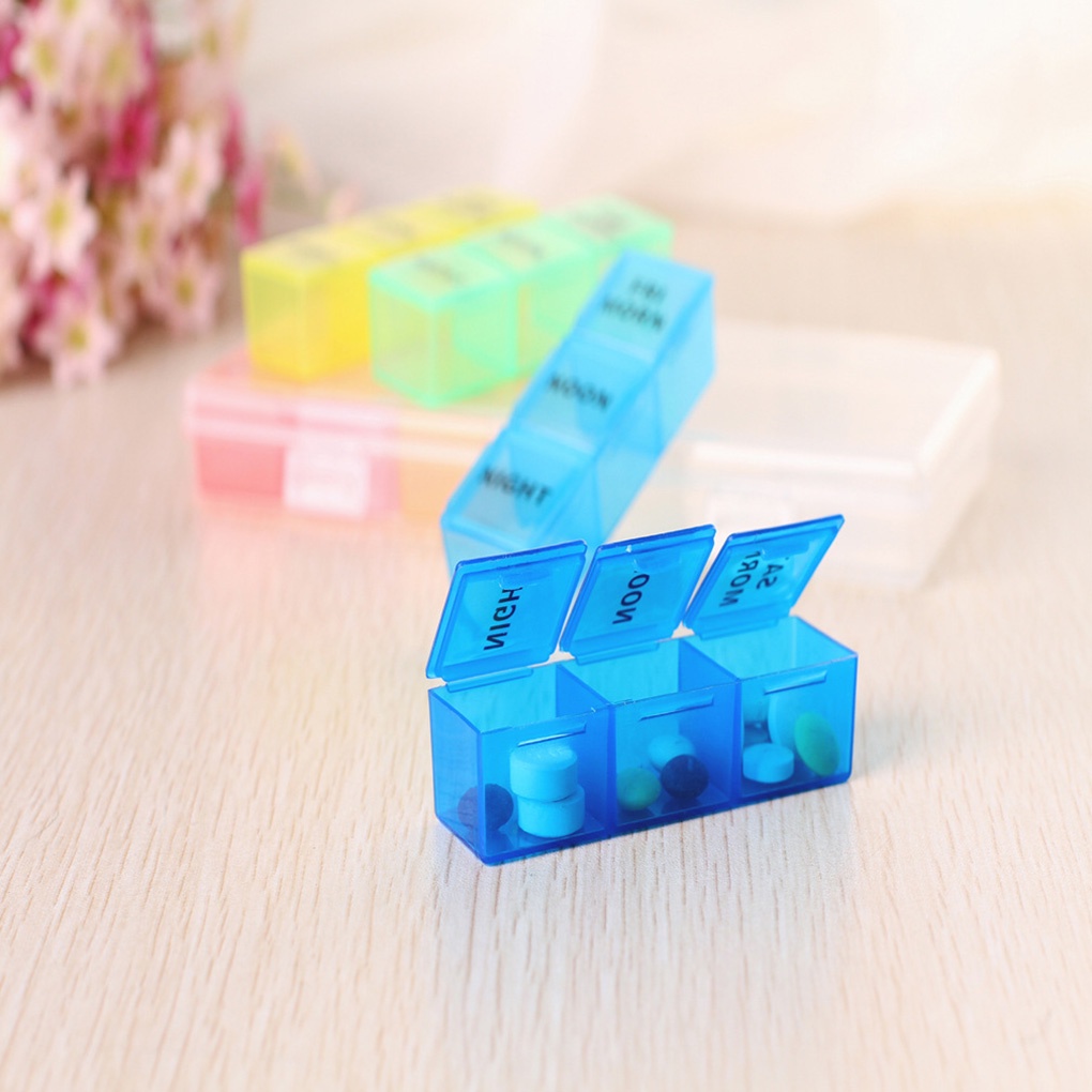 7 Day Pill Organizer 21 Slots Tablet Box Container Plastic Holder Weekly Pill Storage Case【vollter1】