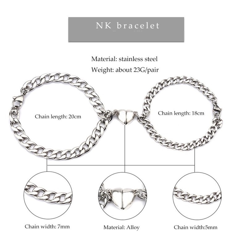 Set 2 Vòng Tay Hình Trái Tim Có Nam Châm Nhiều Màu Sắc