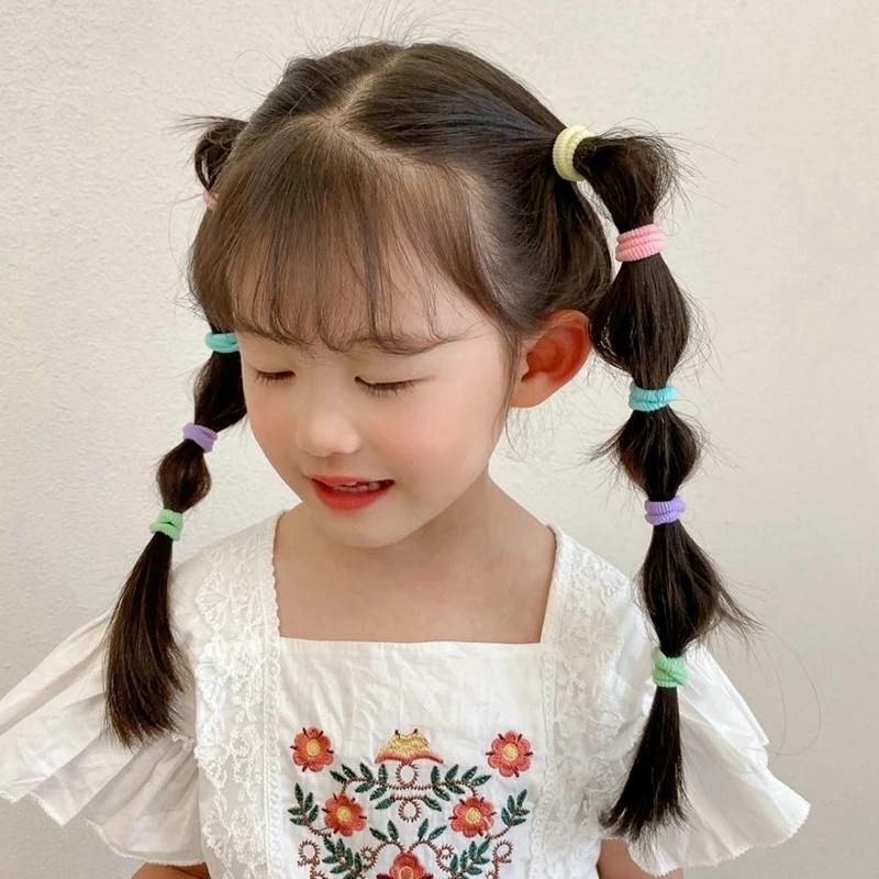 Set 50 Dây Buộc Tóc Co Giãn Mini 6 Kiểu Màu Sắc Ngọt Ngào Đáng Yêu Cho Nữ