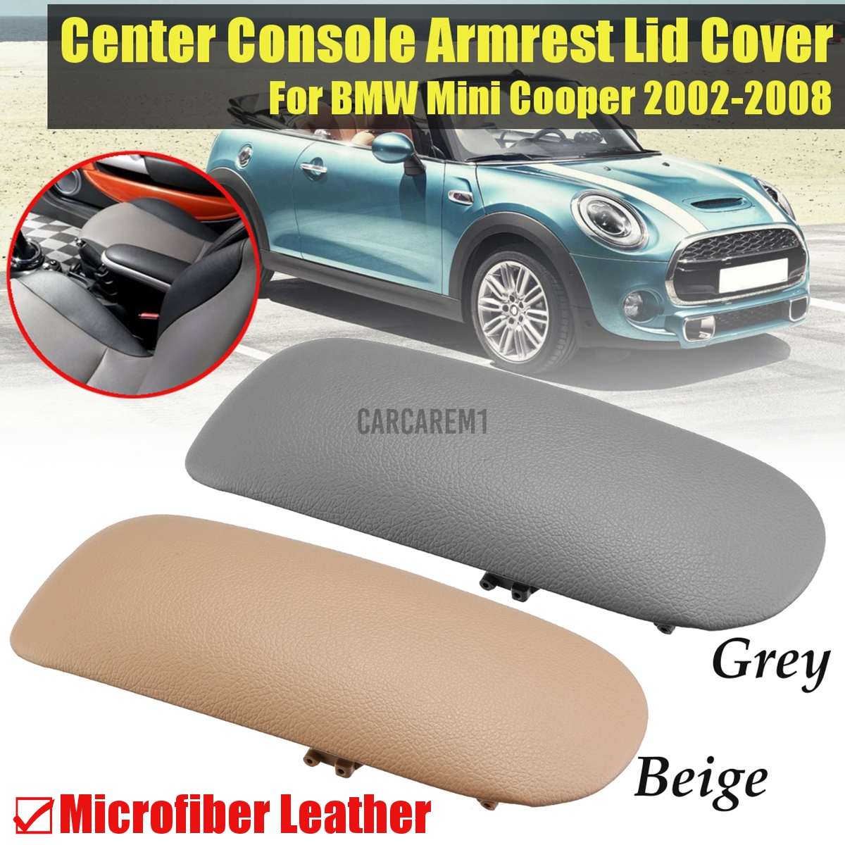 MICROFIBER Bọc Da Cho Hộp Tỳ Tay Xe Hơi Bmw Mini Cooper 2002-2008