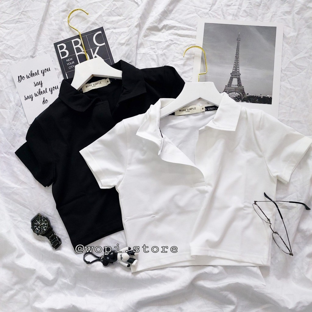 Áo Croptop Cổ Đức Tay Ngắn Ulzzang  - 710