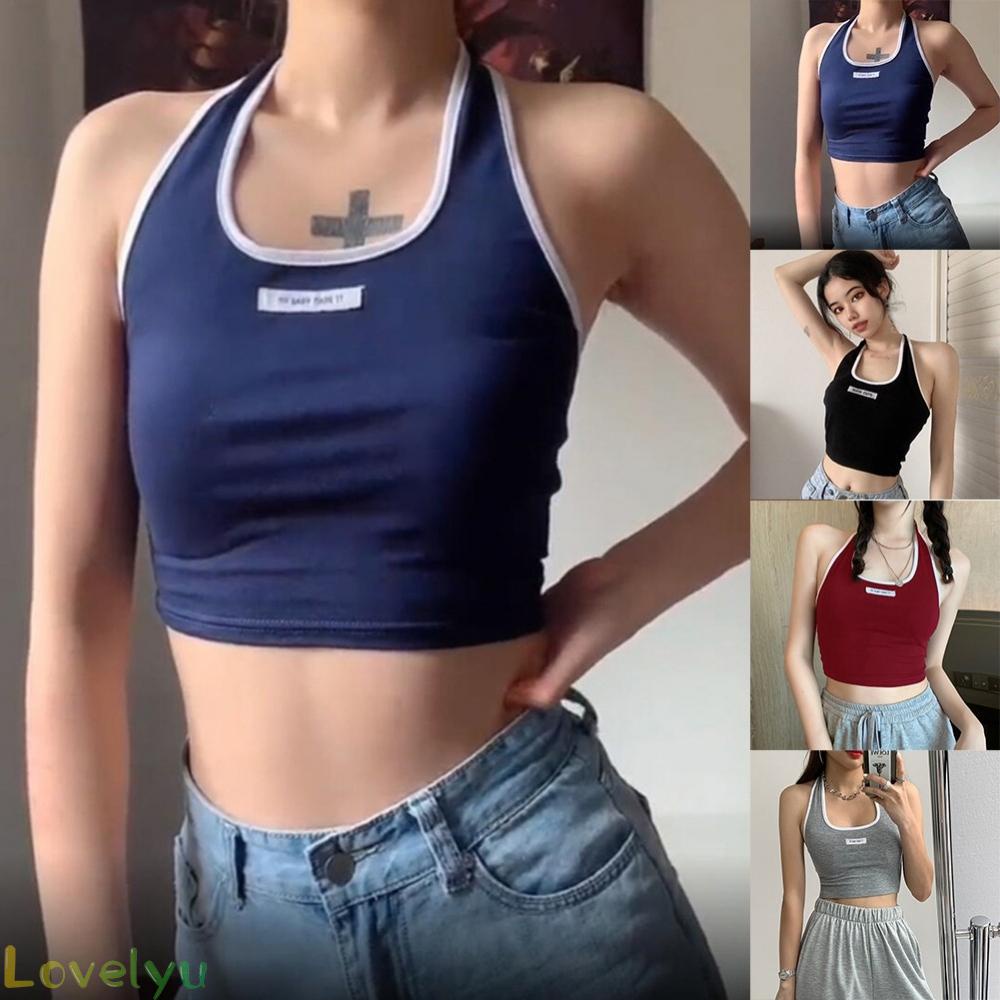 【LOVELYU】LomcWomen 3 Hole Crop Top Camisole Twopiece Sleeveless Uneck Sexy Fashion TJJjrB【Good Quality】