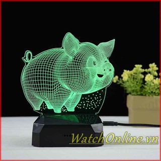 Đèn ngủ 3d, đèn trang trí - heo