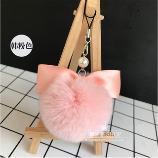 Móc treo chìa khoá điện thoại bằng lông thỏ phong cách Hàn Quốc dễ thương