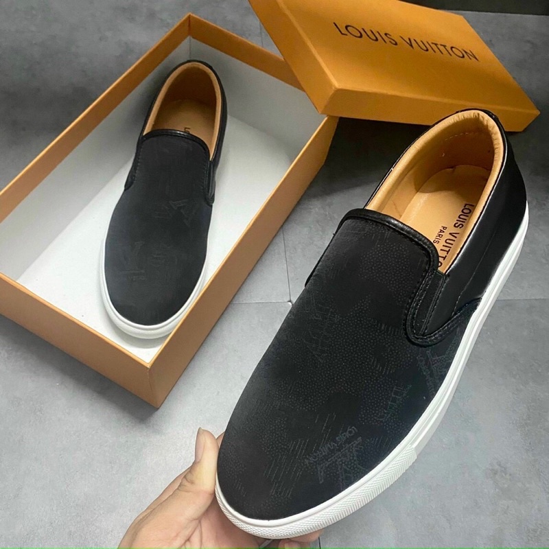 Giày slipon nam dio.r da lộn dập chữ đế đúc tăng chiều cao hàng Fullbox.