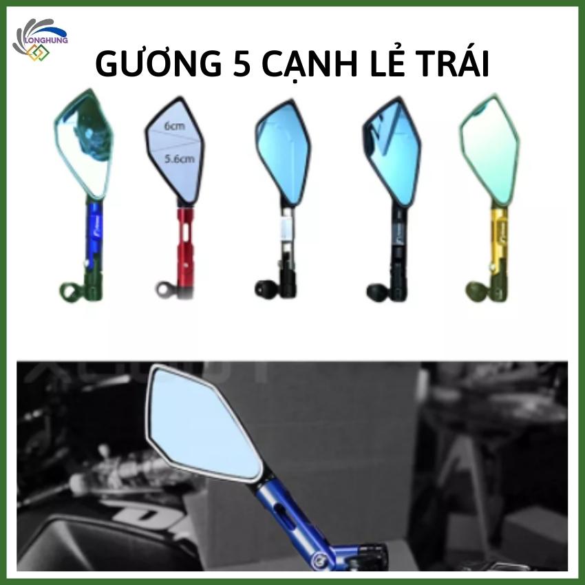 Gương 5 cạnh lẻ trái Hiệu RIZOMA, Kính chiếu hậu lắp bên tay trái xe máy xoay 360 độ thời trang phù hợp lắp mọi loại xe