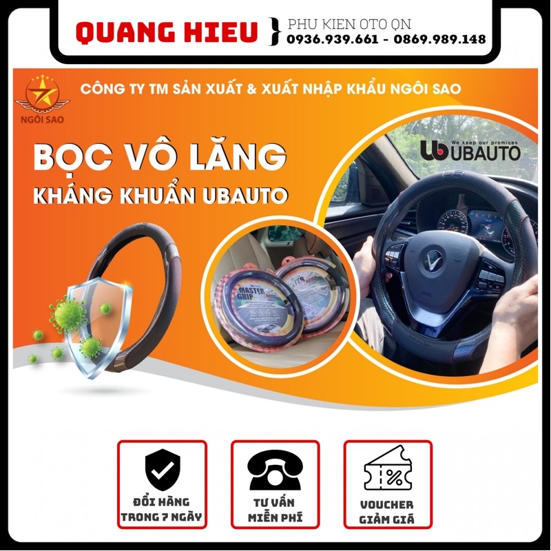 Bọc vô lăng ô tô kháng khuẩn 99% UBAUTO Antibac cao cấp